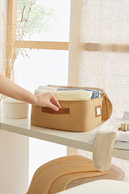 Ocean Home Textile Küçük Boy Jüt Kumaş Baza Altı Valiz Düzenleyici