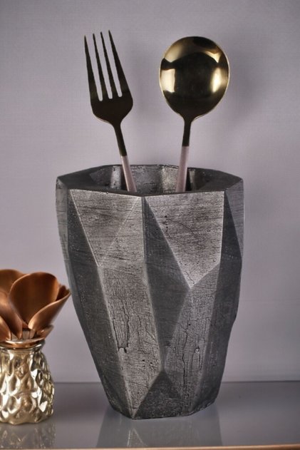 Countertop Spoon Holder Modern Countertop Spoon Holder Decorative Vertical Spoon Holder Antique Silver Color Model 19