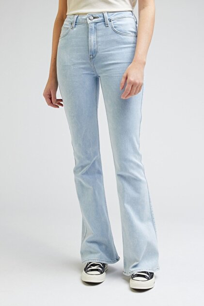 Lee Breese Flare Fit Normal Bel Geniş Paça Kadın Buz Mavisi Esnek