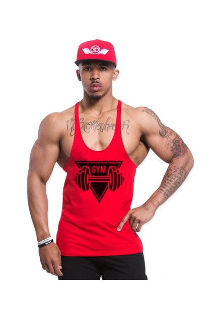 Gym Dumbbell Fitness Tank Top Athlete Tank Top [red]