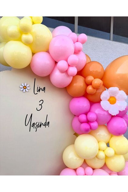 Pink Yellow Orange Daisy Concept Balloon Chain Set of 100
