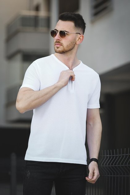 Ivy Highway Fabric Zippered V-Neck Men's Tshirt