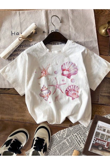 Printed Organic Cotton Oversize Cut T-Shirt
