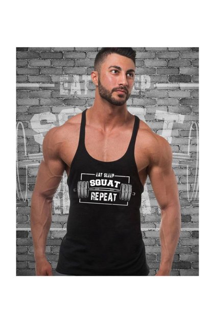 Squat Repeat Fitness Gym Tank Top Athlete Tank Top [black]