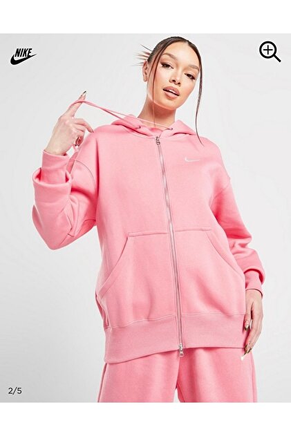 Nike Sportswear Phoenix Fleece Oversized Full-Zip Hoodie Pembe