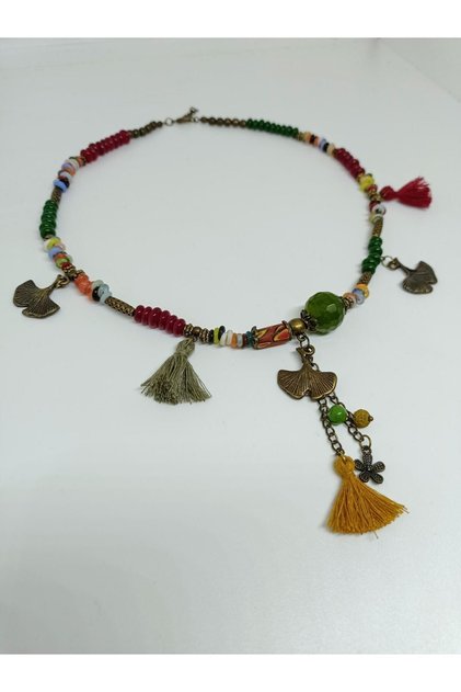 Ethnic Design Tasseled Authentic Bohemian Short Necklace No:3