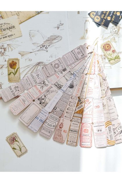 Druggist Labels Şerit Sticker / Retro Çıkartma Kitabı / Scrapbook & Bullet Journal