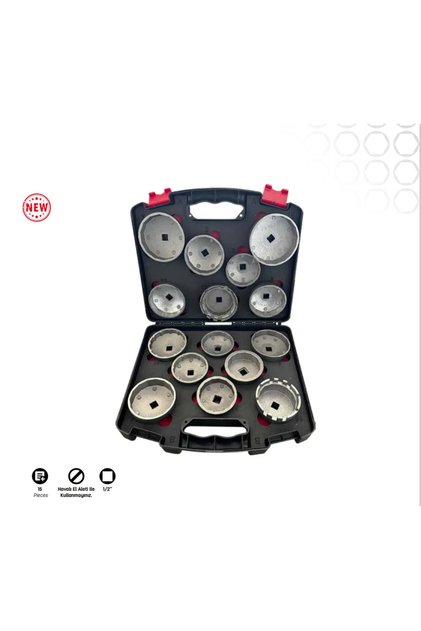 41600 1/2 15-piece socket type oil filter removal kit