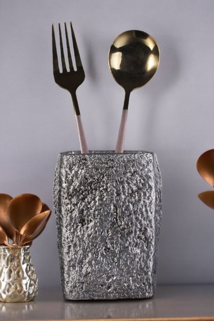 Countertop Spoon Holder Modern Countertop Spoon Holder Decorative Vertical Spoon Holder Antique Silver Color Model 7