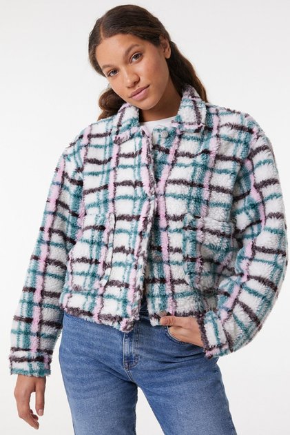 Regular Fit Normal Kesim Dik Yaka Sherpa Ceket