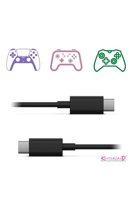 Type-C to Type-C Kablo - Siyah 1.5 Metre | Xbox, PS5 Gamepad için Hızlı Şarj Kablosu
