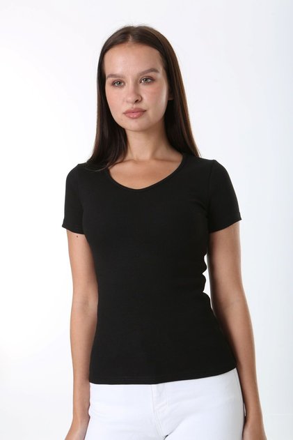 Women's Basic V-Neck T-Shirt, Ribbed Camisole Fabric Blouse