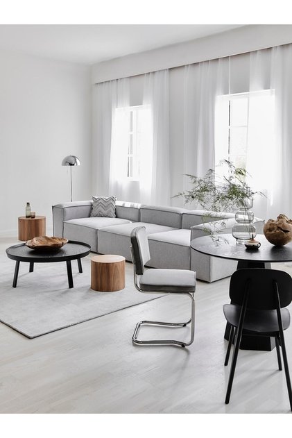Frida 3 Modül Modüler Mini Köşe Koltuk / Üçlü Kanepe, Keten, Gri