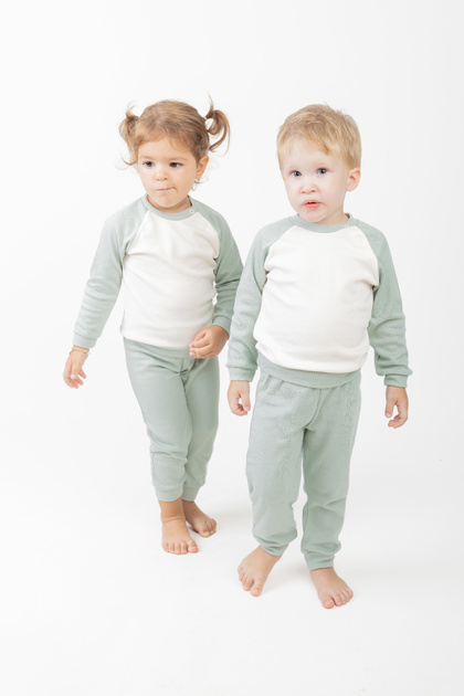 Konfor Series Unisex Baby Set 3-Piece Set Extra Soft 100% Cotton Special Ribbed Fabric Water Green