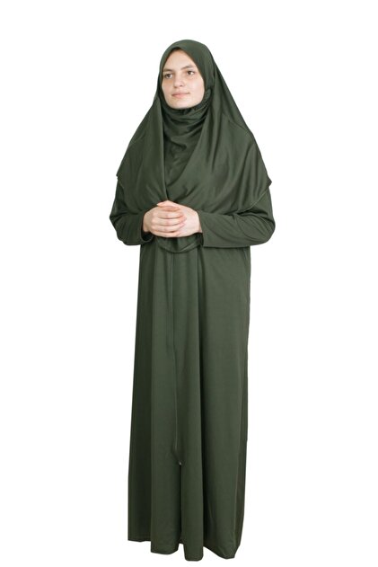 ZEHRANAZ NAMAZ ELBİSESİ Koyu Haki Fermuarlı Namaz Elbisesi