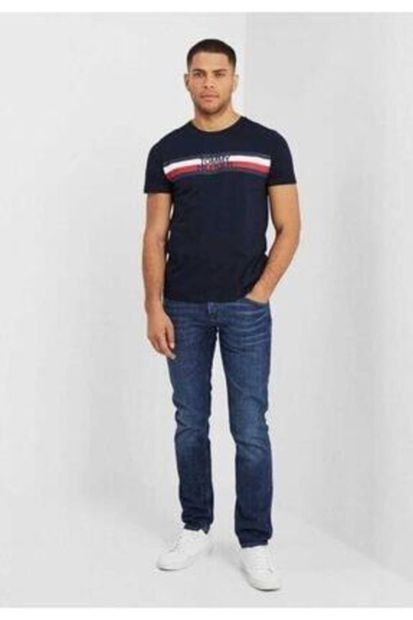 Tommy Hilfiger Men's Stripe Print Logo Erkek T-shirt - 3