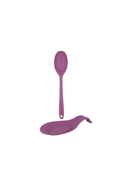Cherry Colored Silicone Spoon and Spoon Coaster Set