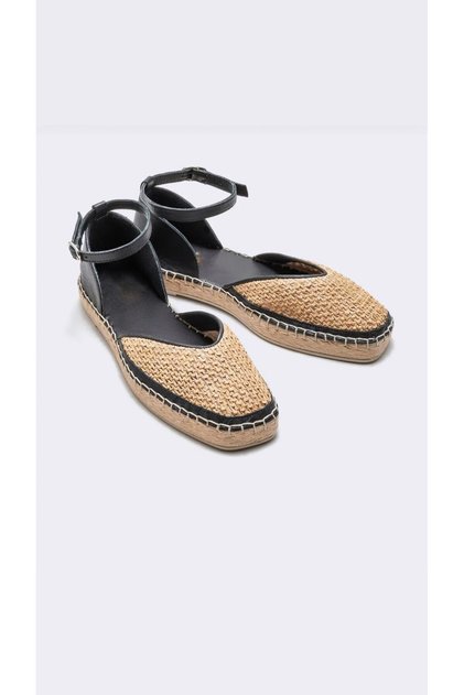 Noble Shoes Hasır&Deri Espadril Sandalet