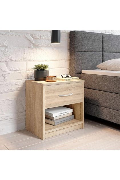 Modern Yellow Nightstand with Drawer & Shelf – Stylish Compact Side Table for Bedroom & Living Room