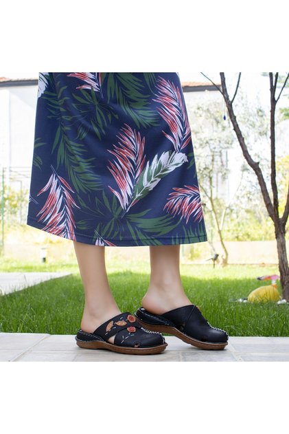Orthopedic Leather Women's Sabo Slippers 10383