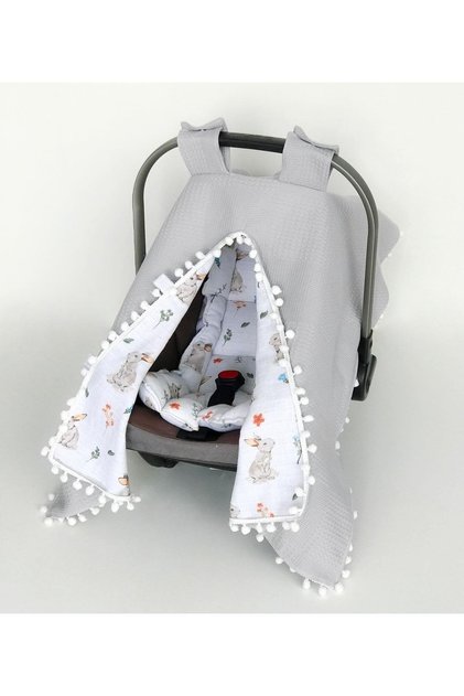 100% Cotton Multi-Purpose Double Layer Muslin Stroller Cover & Cushion