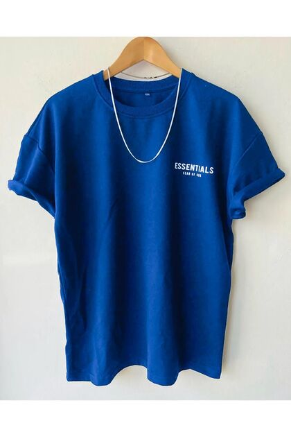 Sax Blue Men's Printed Crew Neck Short Sleeve T-Shirt