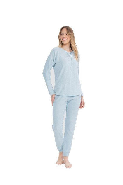U.S. Polo Assn. Women's Blue Melange Pajama Set