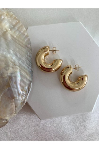 Gold Bombeli Halka Küpe