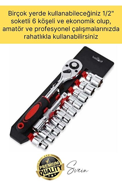 Svein Premium 12 Parça Lokma Anahtar Takımı Cırcırlı Seti Standlı