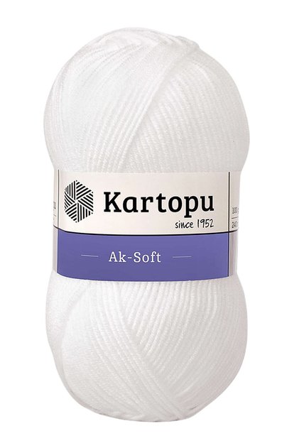 Aksoft Beyaz El Örgü Ipliği K010