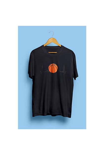 Heart Beat Rhythm Basketball Ball Themed Design Printed Unisex T-Shirt