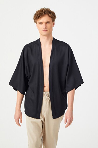 haori Siyah Kuş Kimono-kadın Erkek Uniseks Sürdürülebilir Tasarım
