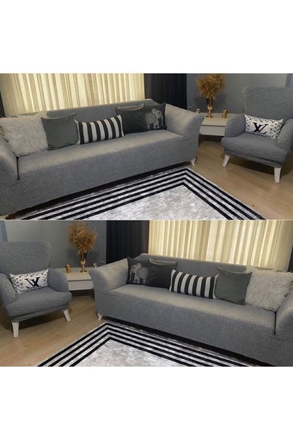 Jacquard 3 3 1 1 Gray Elastic Sofa Cover | Elastic Seat Cover | Seat Cover Set