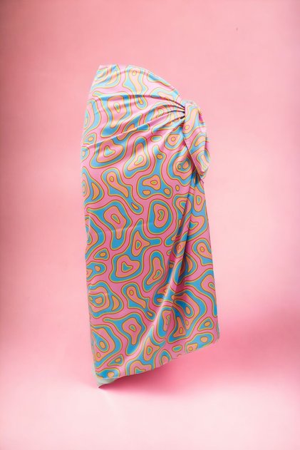 Nou Sezon - Rochie de plajă pentru femei din satin cu modele geometrice turcoaz roz