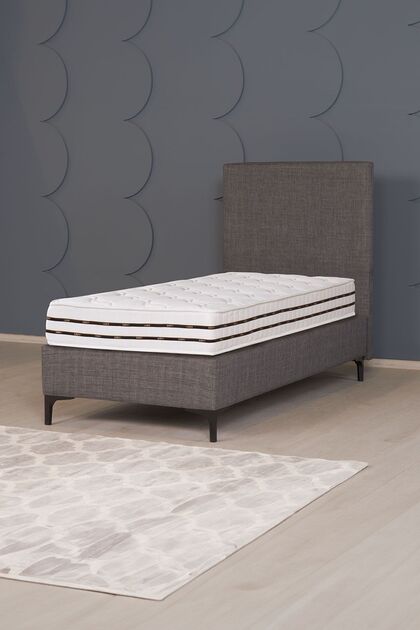 Luna Lux 3'lü Set (PAKET YAYLI YATAK, BAZA, BAŞLIK) Antrasit