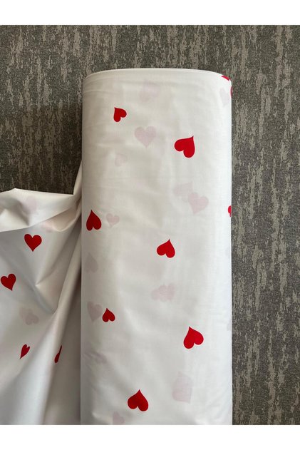 100% Cotton Red Heart Poplin Fabric- Duvet Cover-Sheet-Pillowcase-Dress-Bag-240 cm Wide Width