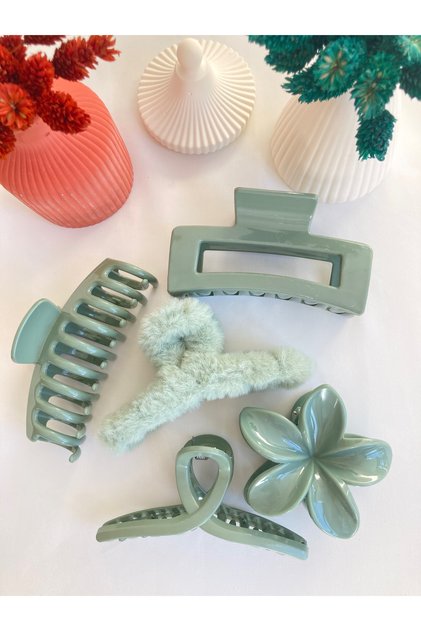 Set de 5 catarame Lotus-fundita-dreptunghi-pluș-rebarbă