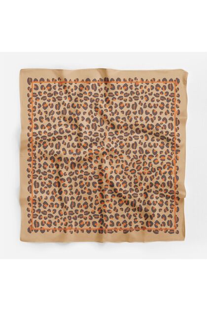 Kadın Kahve Leopar Desenli Bandana 70x70 DG12331-01