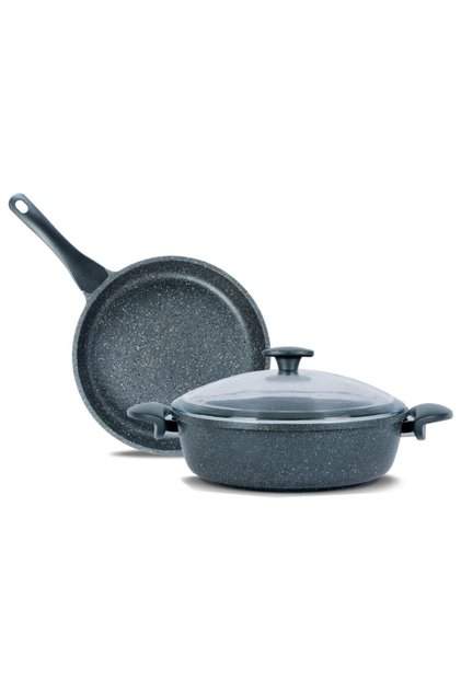 26 K.yarık 26 Pan Granite 3 Piece I Set / Gray