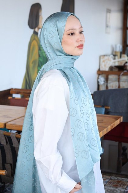 Şal Jacquard din bumbac cu model inel