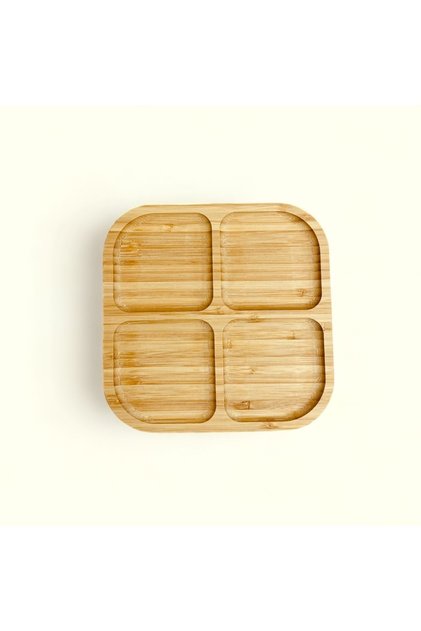 Bamboo Square 4-Compartment 20 cm Serving & Snack Plate