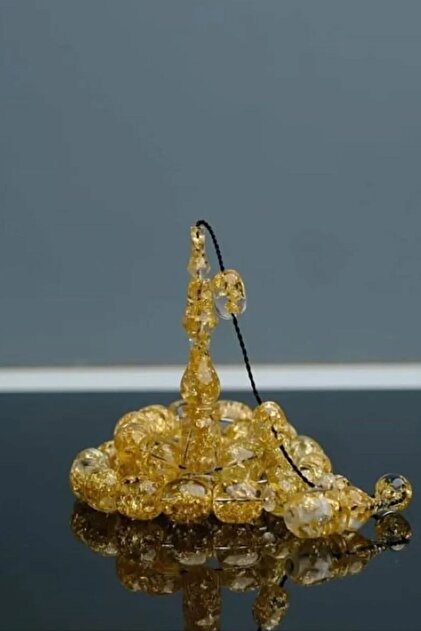 Agai Silver Rosary Golden Altın Parçacıklı Uçak Camı Tesbih