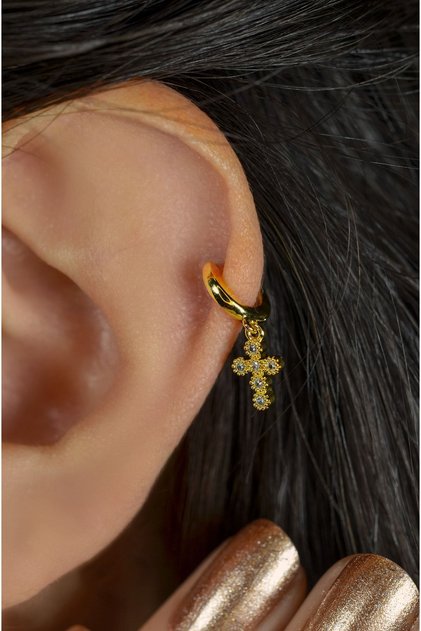 Cross Piercing Haç Sallantılı Piercing Tragus Helix Kıkırdak Lob