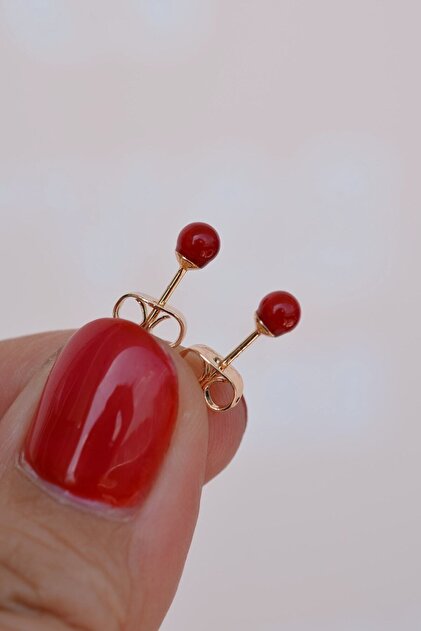 Red Ball Earrings 4 Mm