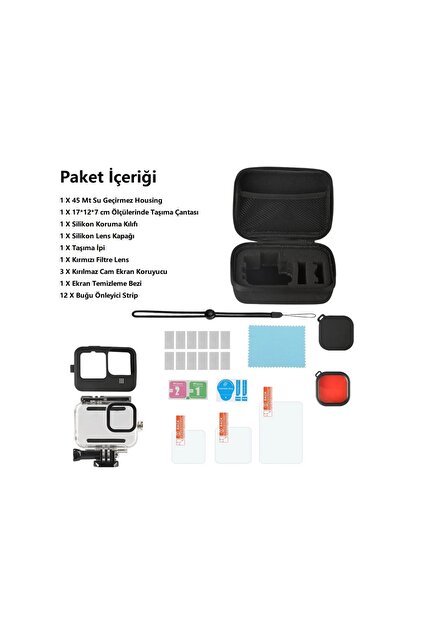 Trendfone Gopro Hero 9-10-11-12 Black Uyumlu Aksesuar Seti-Su