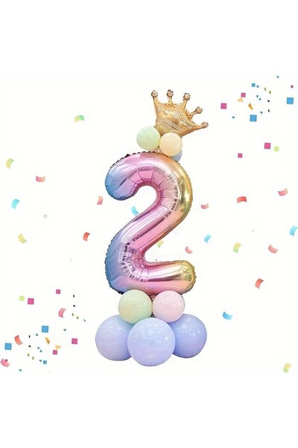 Mini Party Store King Crown Colorful Foil Number