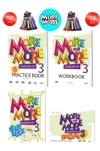 Güncel More And More 3.Sınıf (Practice+Workbook+Hikaye+Craft)4 lü Set+Cambridge Kalemlik