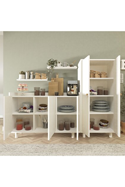 Cool Home Bono Raflı Kahve Köşesi ve Çok Amaçlı Dolap Seti , Erzak