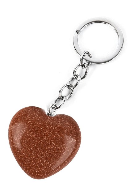 Certified Heart Model Brown Star Stone Natural Stone Keychain