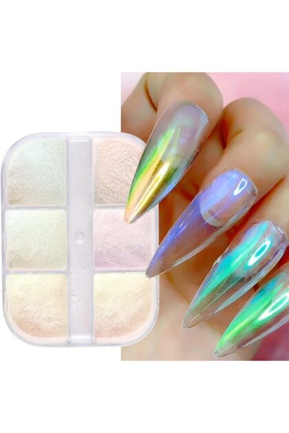 6 Adet Inci Tozu Protez Tırnak Nail Art